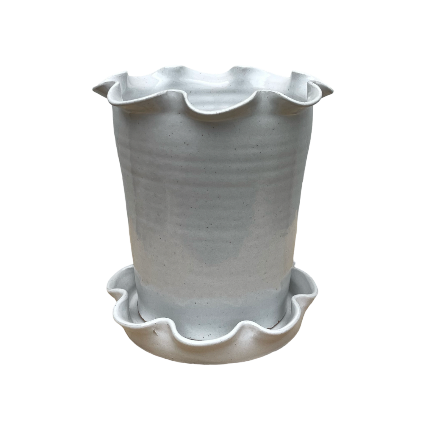 Frilly Pot - White