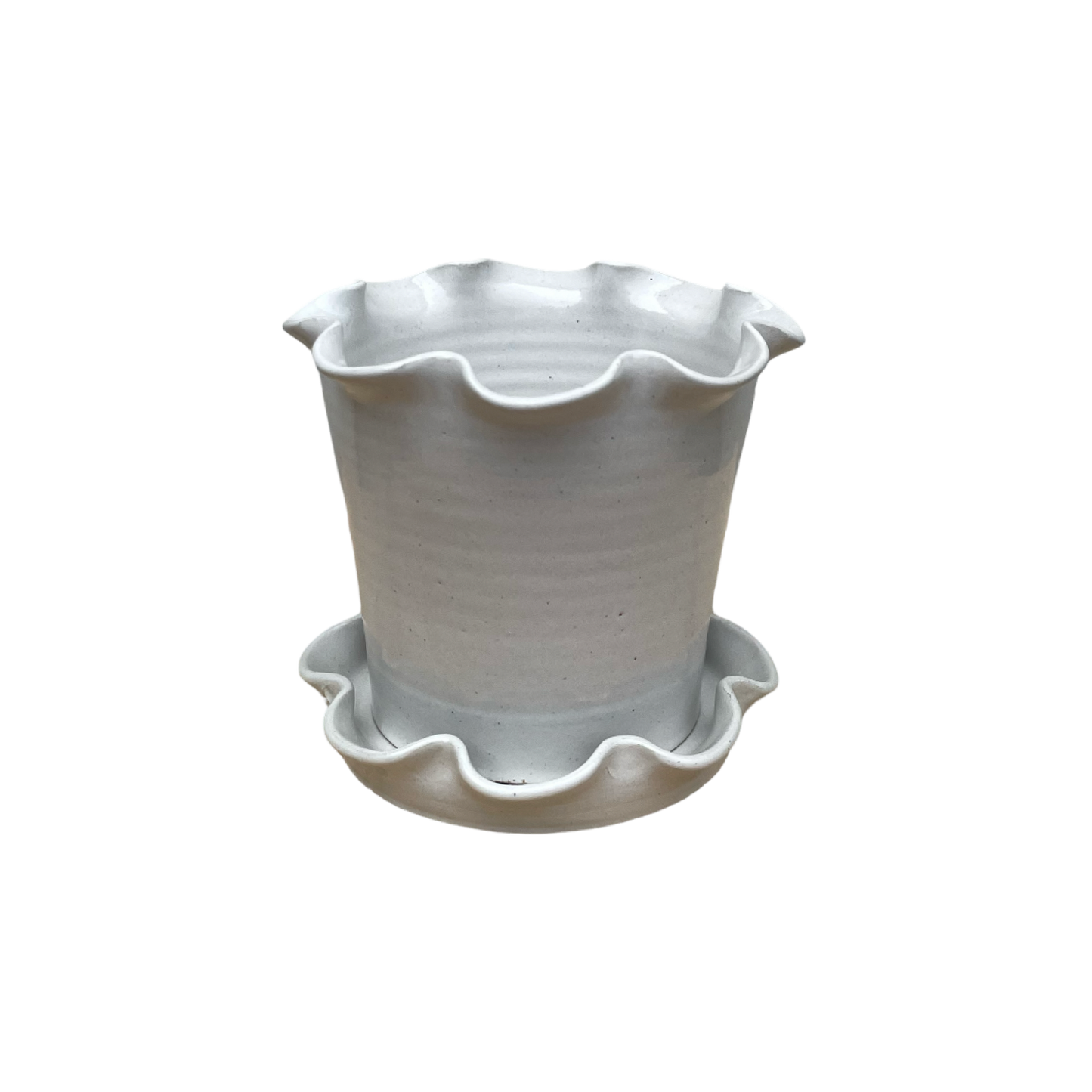 Frilly Pot - White