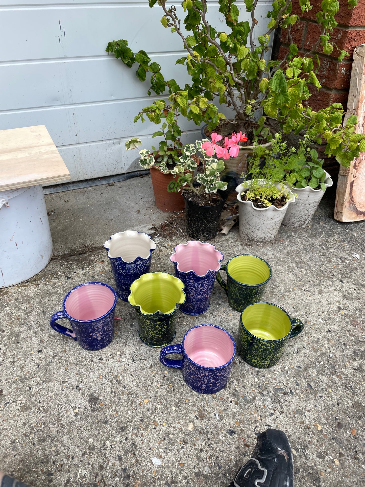 Cobalt Sponged Vase - Small - Lime