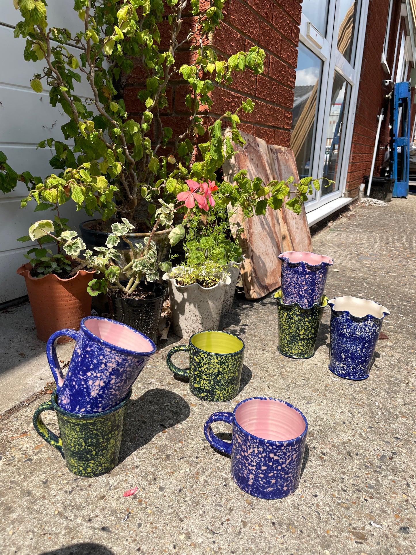 Cobalt Sponged Vase - Small - Lime